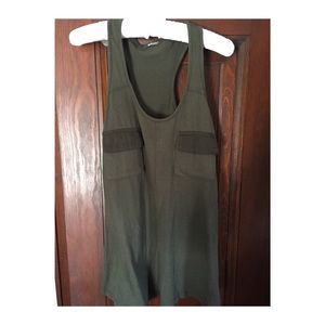 LA Made fatigue green tank with faux chest pockets
